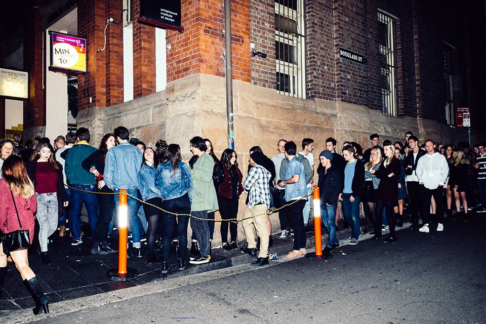 FBi Click party queue - photo credit Liam Cameron