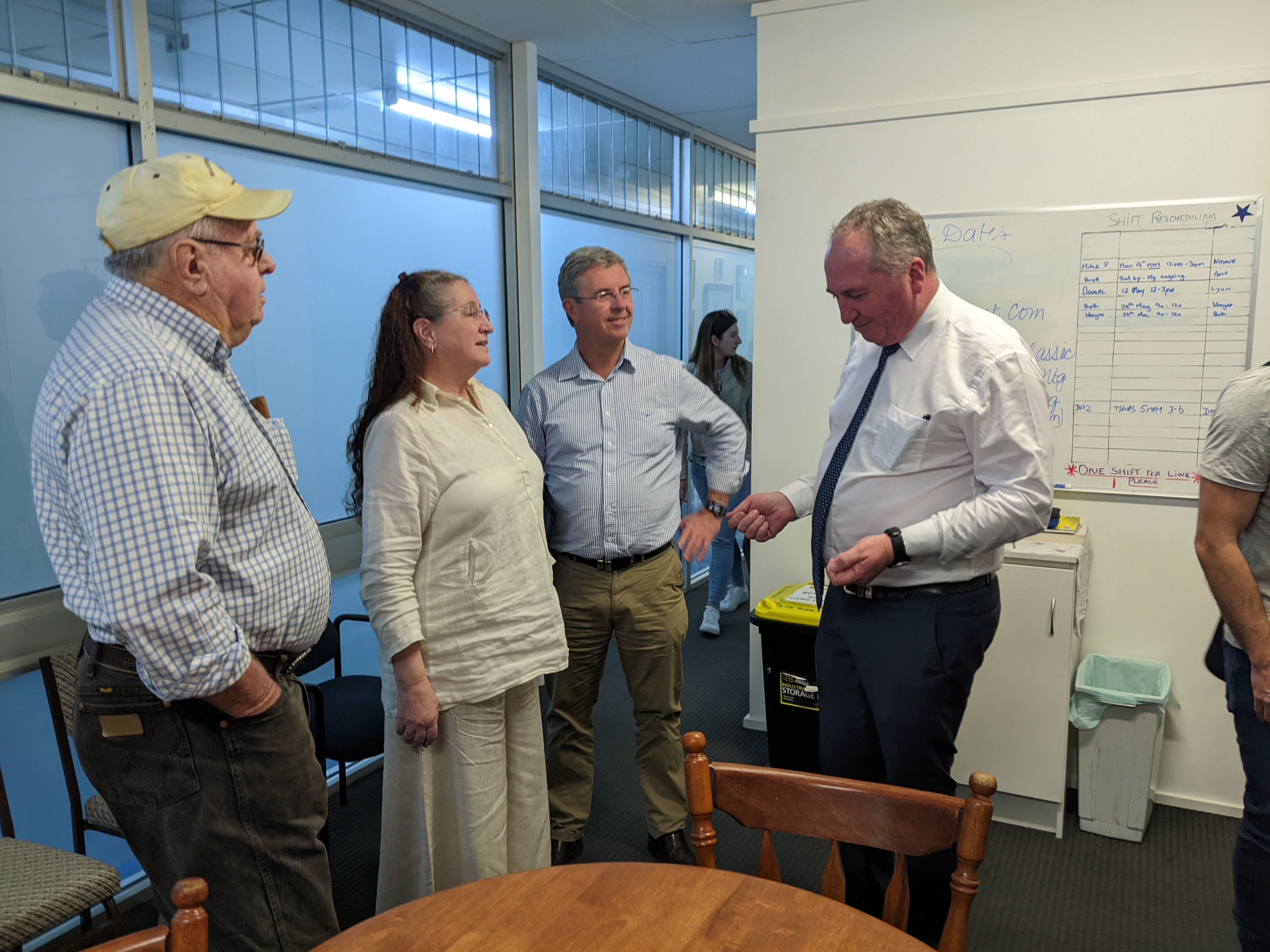 Barnaby Joyce talks to a group of people